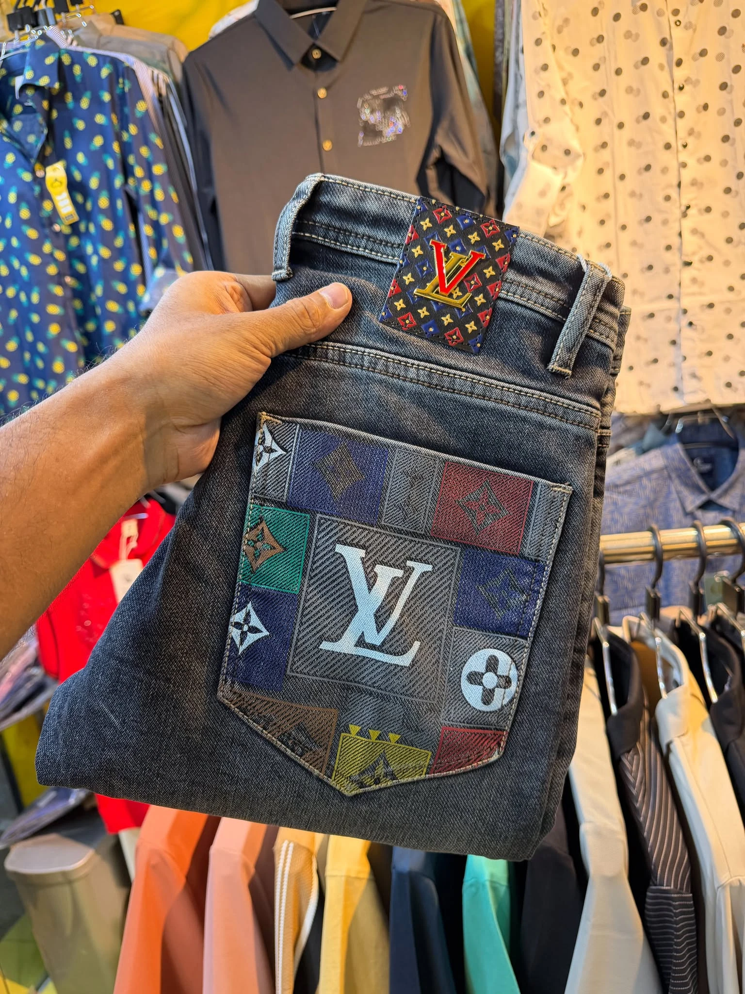 Exclusive LV Print Denim Jeans – Premium Edition!