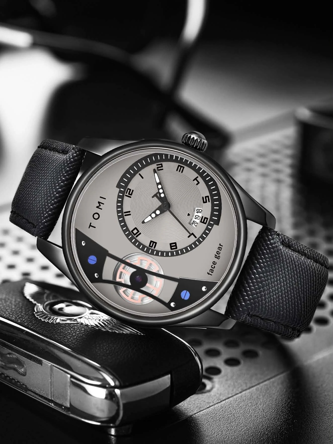 TOMI T105 Face Gear quartz wristwatch