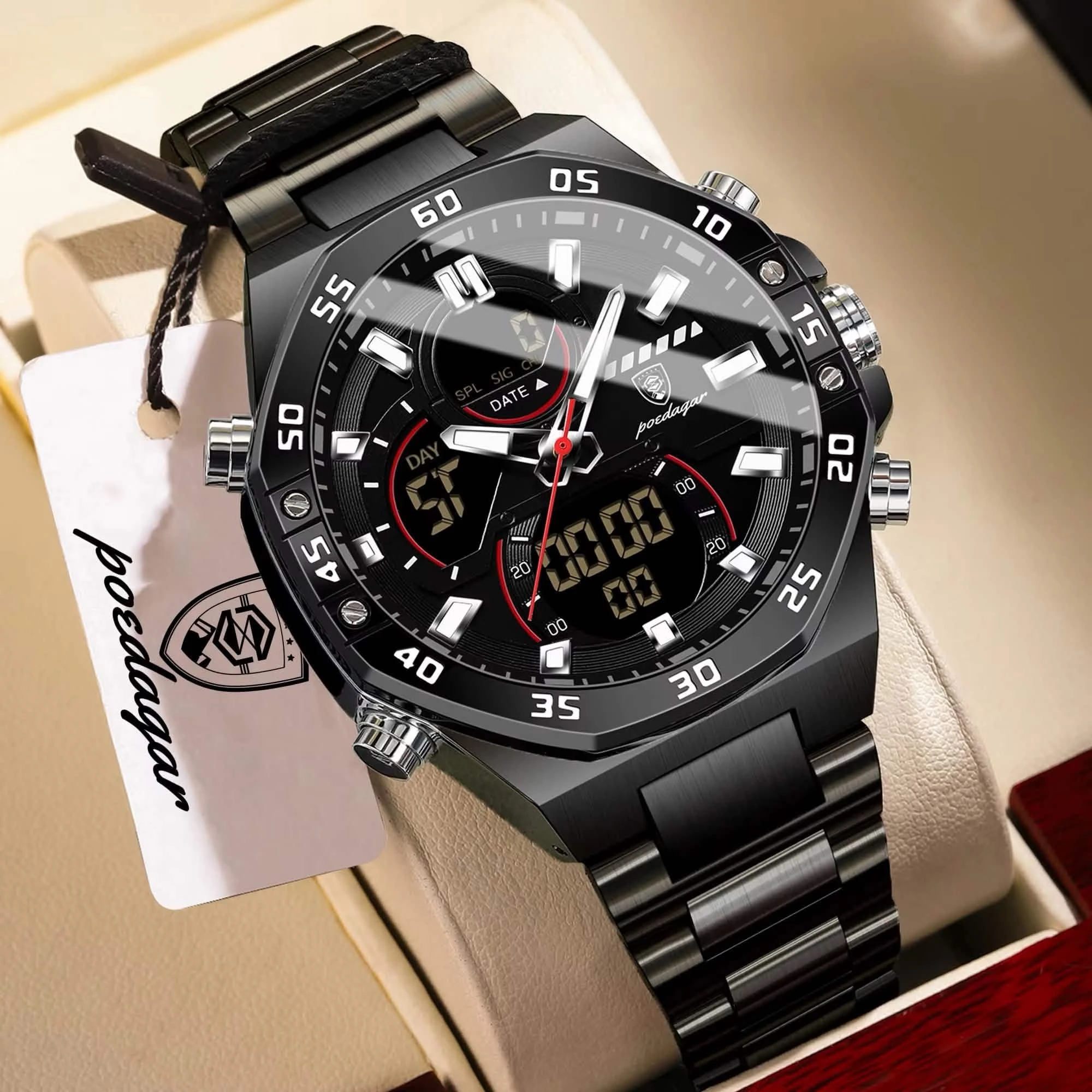 POEDAGAR E101 Dual Time Men's Watch.