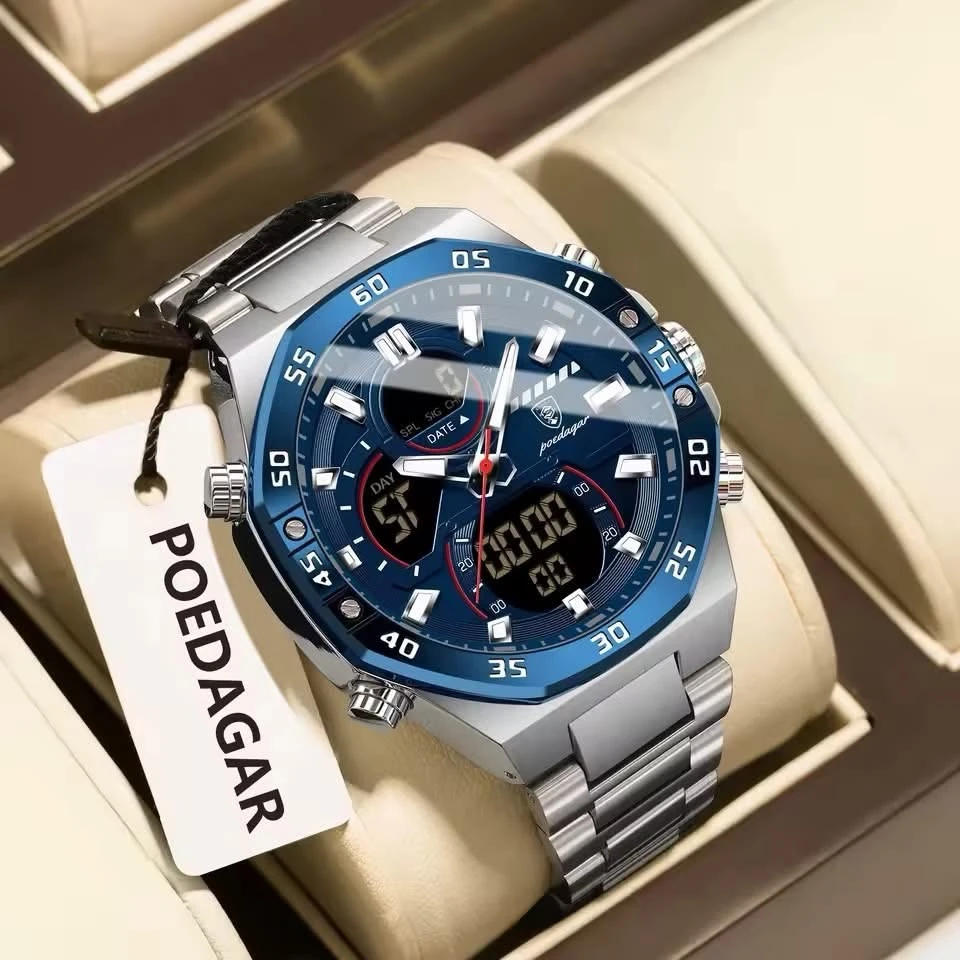 POEDAGAR E101 Dual Time Men's Watch.