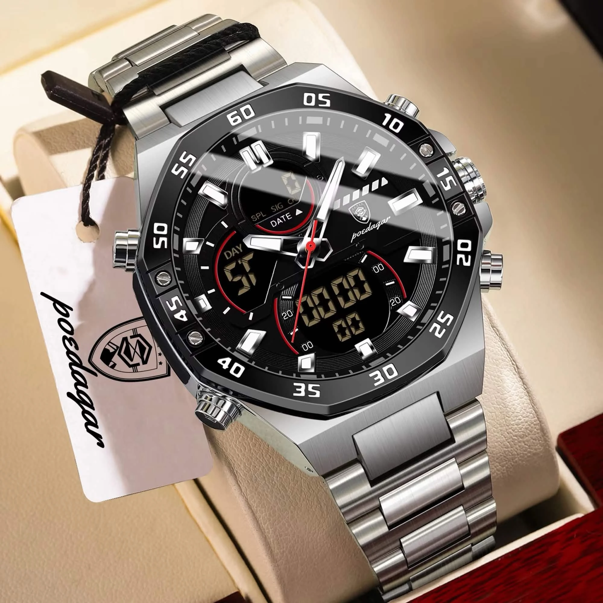POEDAGAR E101 Dual Time Men's Watch.